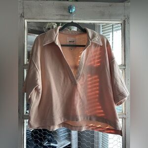 A90 Aerie | Peach Collared Semi-Crop Sweatshirt